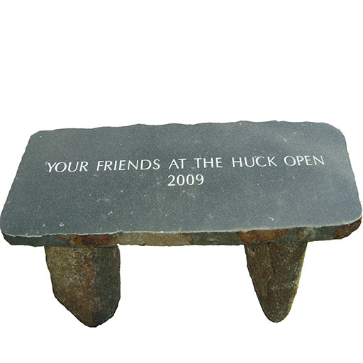 Granite Bench With Natural Legs Engraved Top